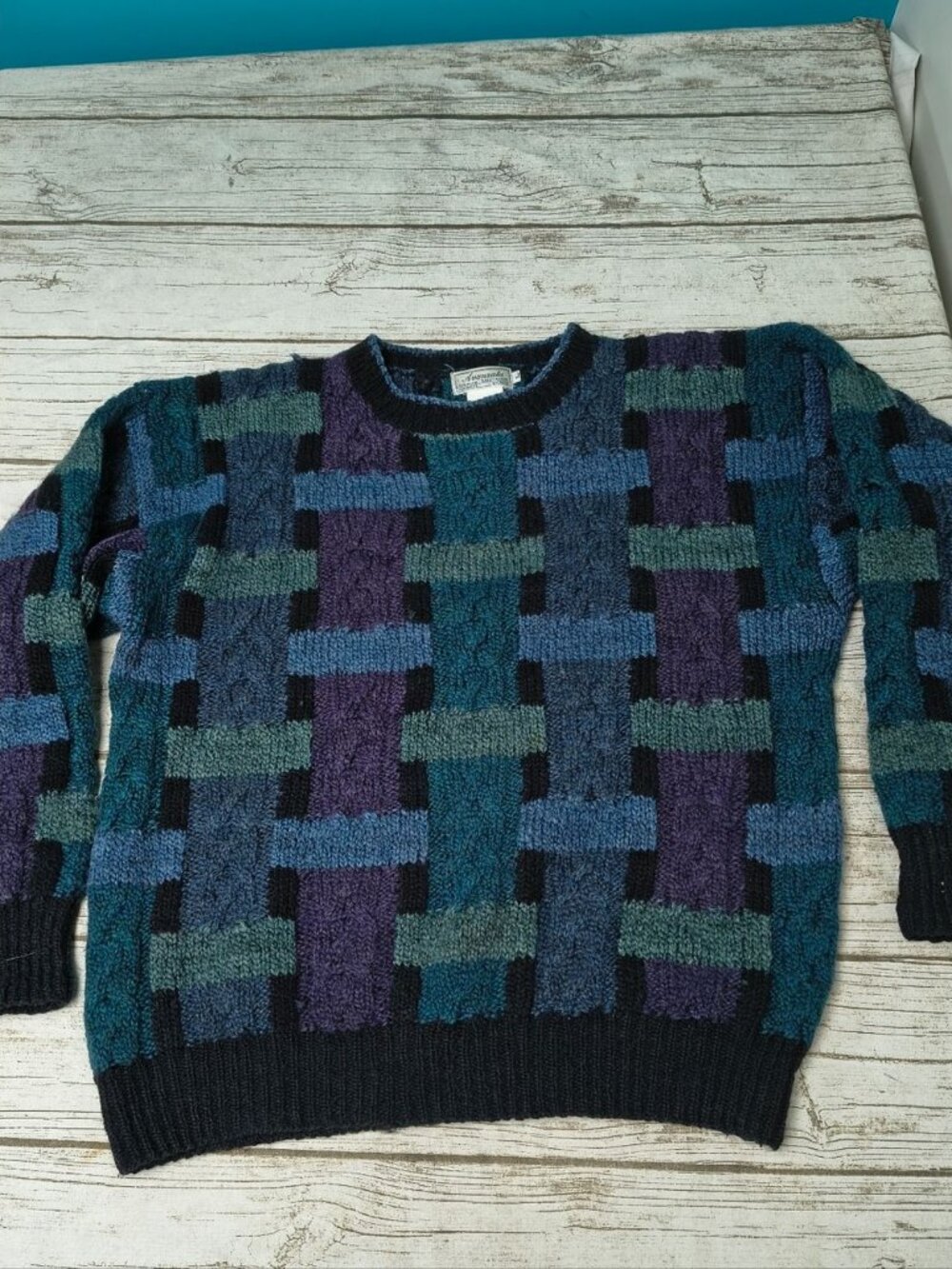 Harry Rosen 90s Geometric Vintage Wool Blend Sweater Size Large